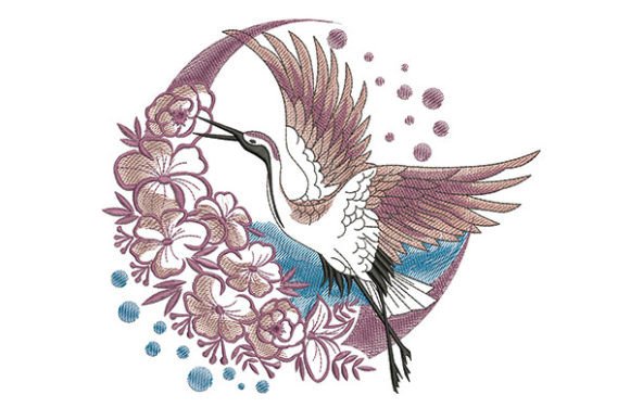 Crane Bird: Elegant Embroidery for Small Business Branding